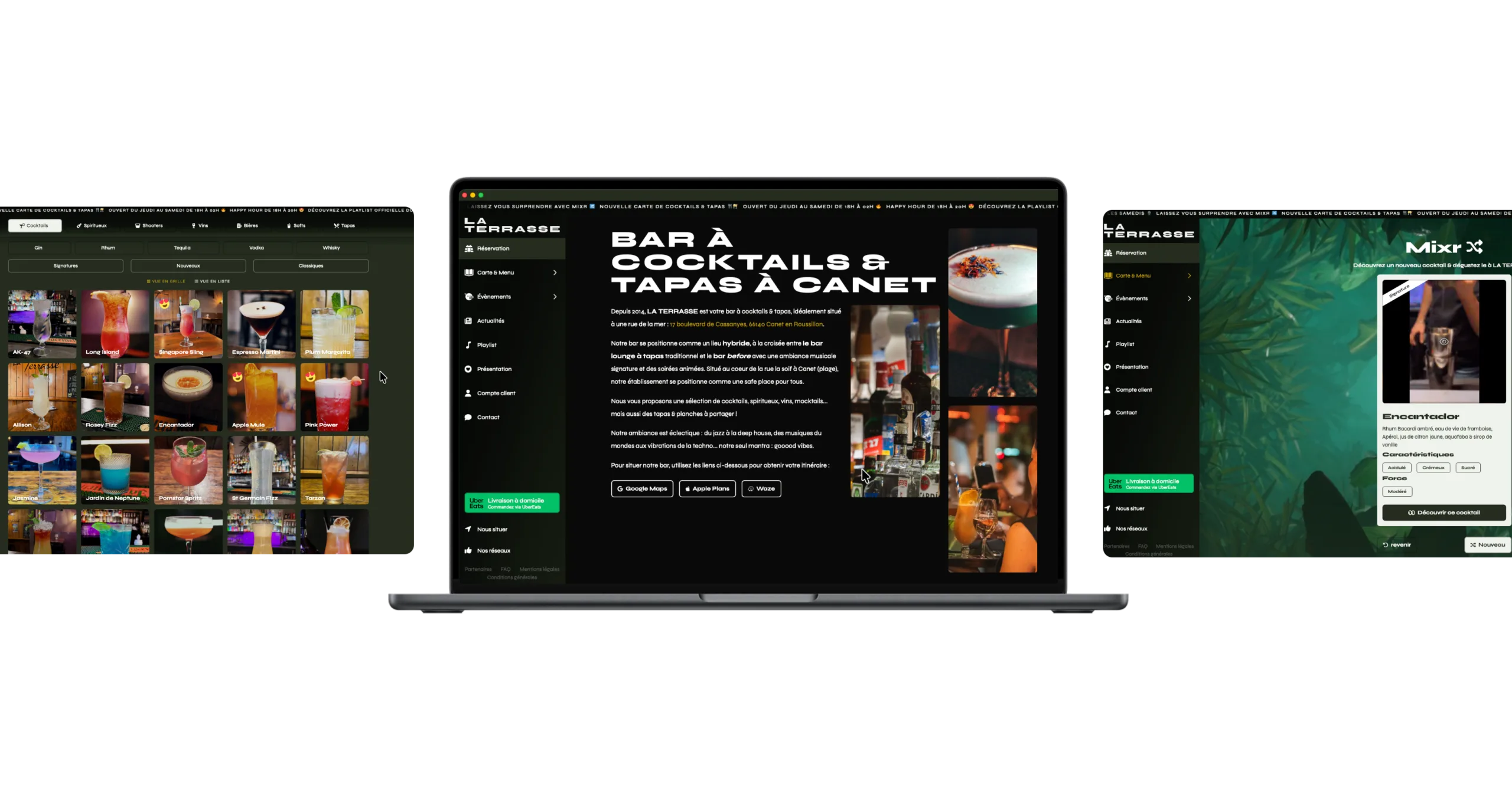 site bar debit boisson restaurant